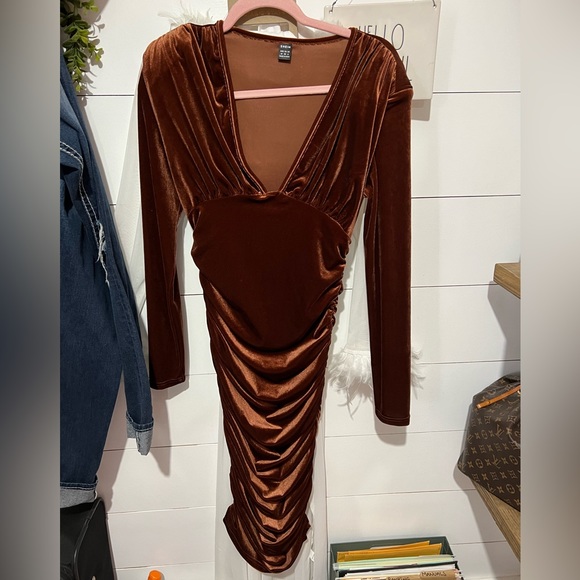 SHEIN Dresses & Skirts - Bronze velvet dress from SHEIN.